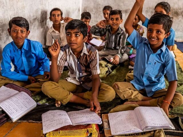 A classroom full of eager hands